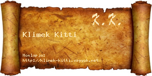 Klimek Kitti névjegykártya